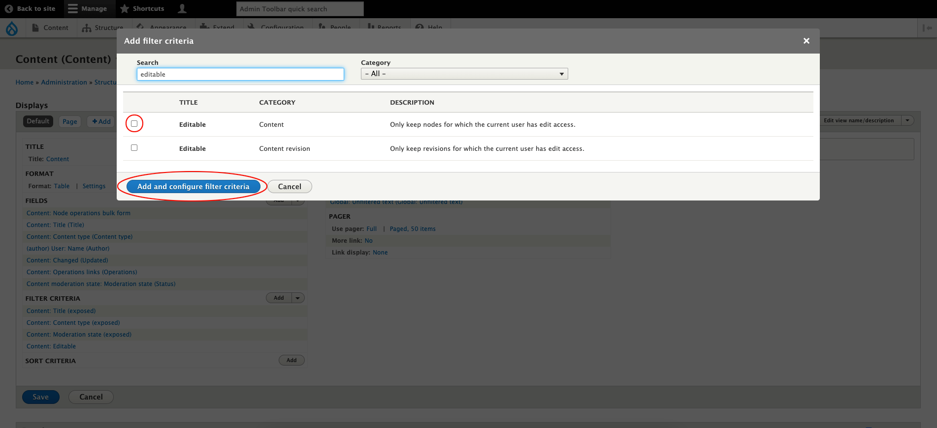 Views Node Access Filter Module Editable
